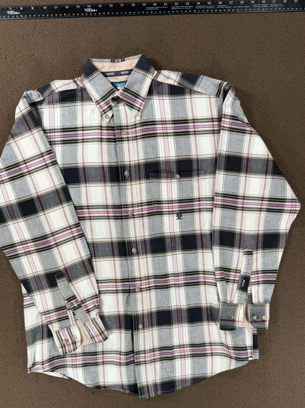Wrangler 20X TwentyX Men's Long Sleeve Plaid Western Button-Up Shirt